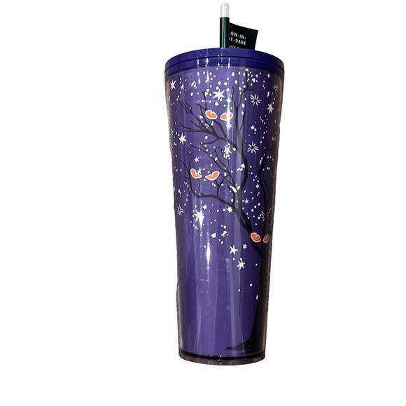 NWT Starbucks Tree Glow In the Dark Cold Cup Tumbler Size 24oz - Picture 3 of 5